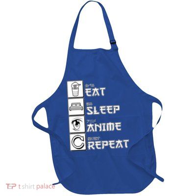 Eat Sleep Anime Repeat Full-Length Apron With Pockets