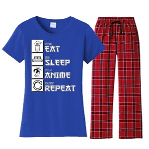 Eat Sleep Anime Repeat Women's Flannel Pajama Set