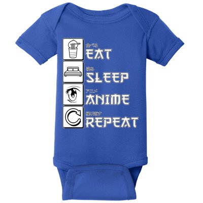 Eat Sleep Anime Repeat Baby Bodysuit