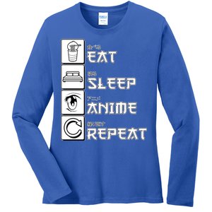 Eat Sleep Anime Repeat Ladies Long Sleeve Shirt