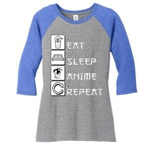 Eat Sleep Anime Repeat Women's Tri-Blend 3/4-Sleeve Raglan Shirt