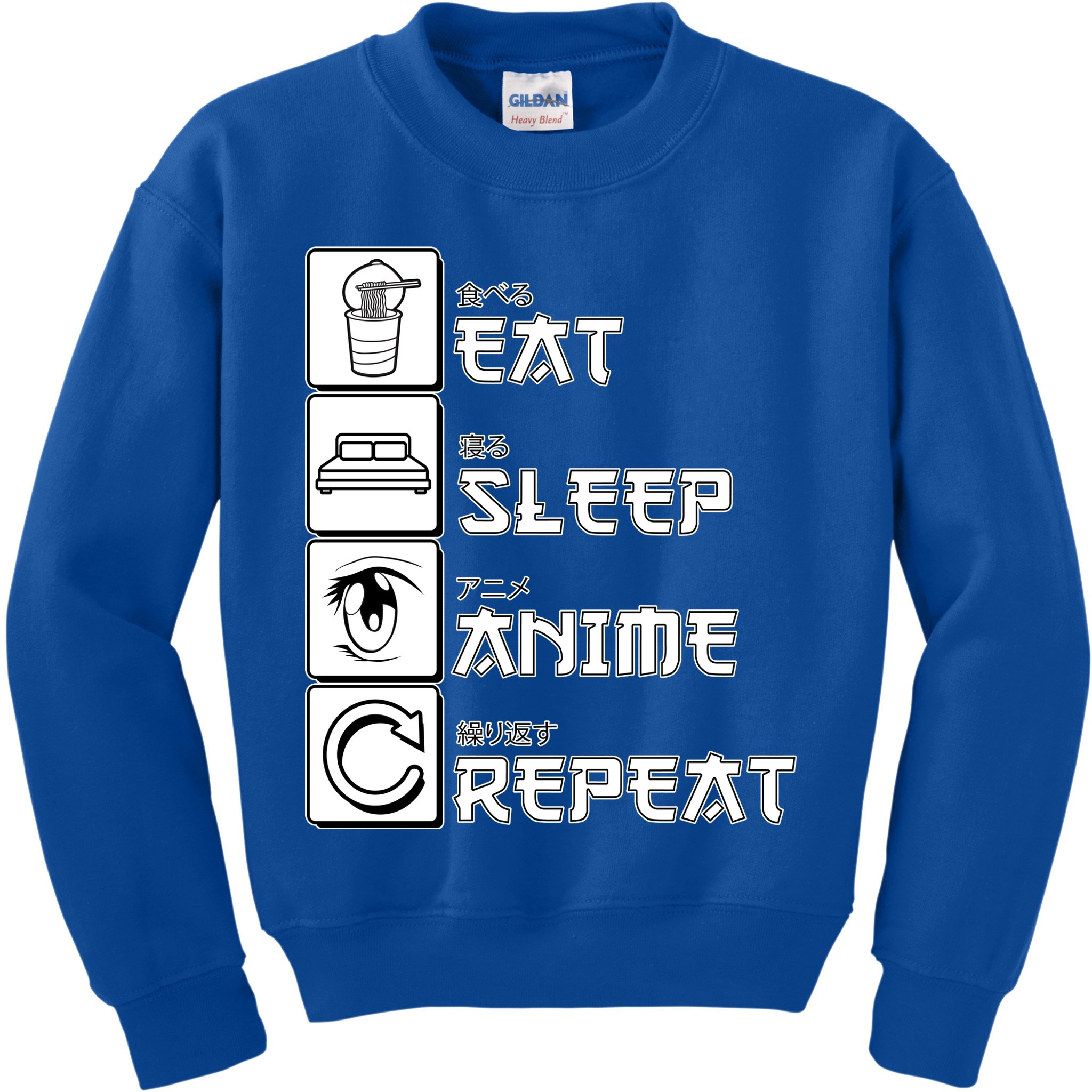 Eat Sleep Anime Repeat Kids Sweatshirt