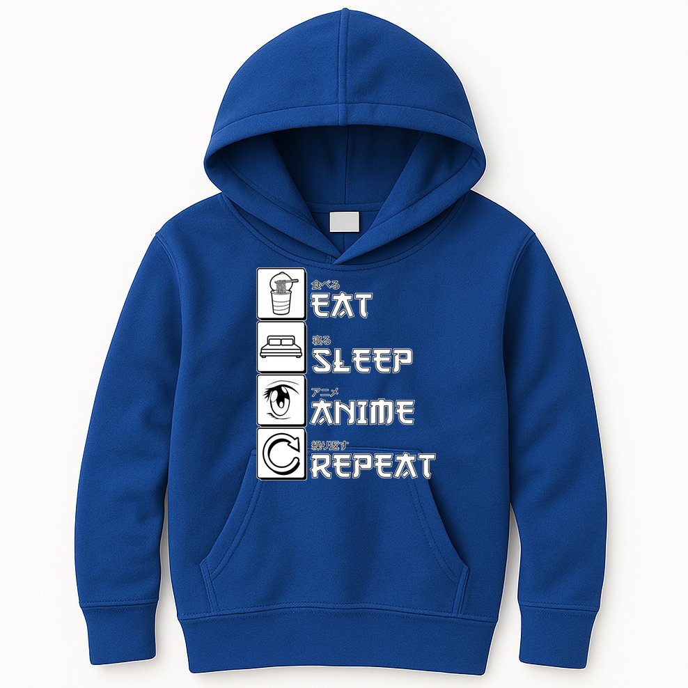 Eat Sleep Anime Repeat Kids Hoodie