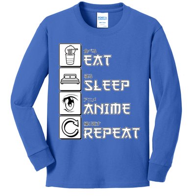 Eat Sleep Anime Repeat Kids Long Sleeve Shirt
