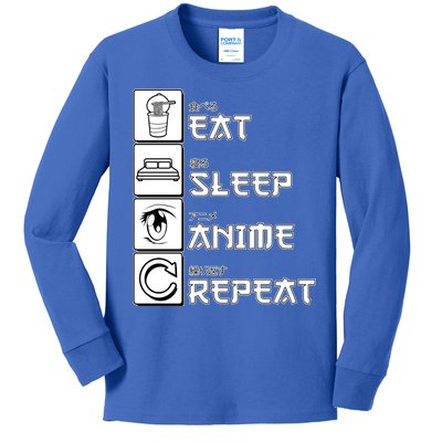 Eat Sleep Anime Repeat Kids Long Sleeve Shirt