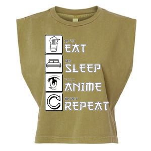 Eat Sleep Anime Repeat Garment-Dyed Women's Muscle Tee