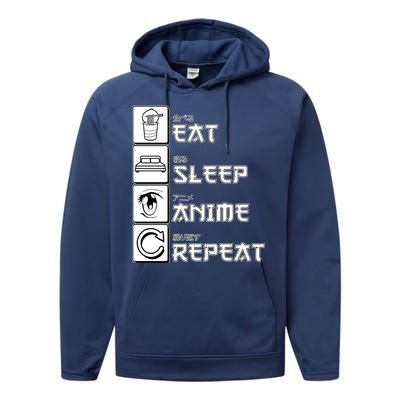 Eat Sleep Anime Repeat Performance Fleece Hoodie