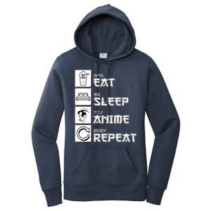 Eat Sleep Anime Repeat Women's Pullover Hoodie