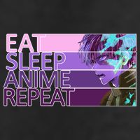 Eat Sleep Anime Repeat Funny Cartoon 7 Panel Mesh Trucker Snapback Hat