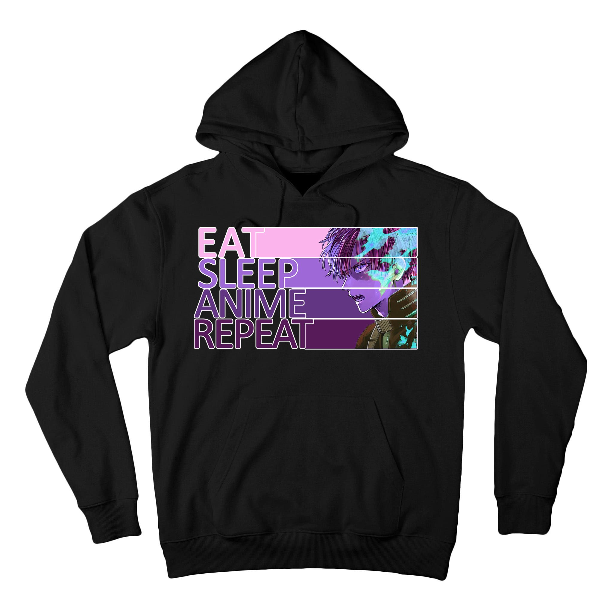 Eat Sleep Anime Repeat Funny Cartoon Tall Hoodie