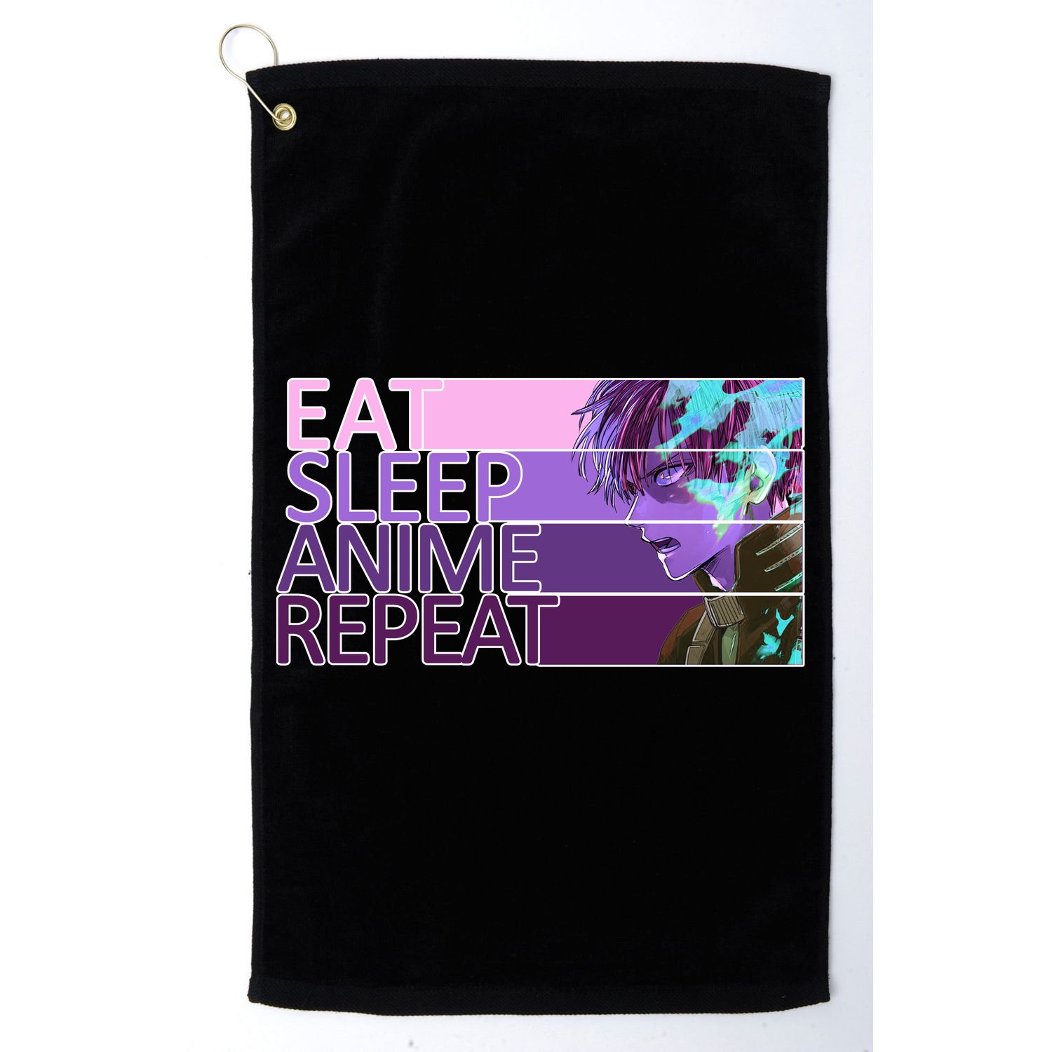 Eat Sleep Anime Repeat Funny Cartoon Golf Towel
