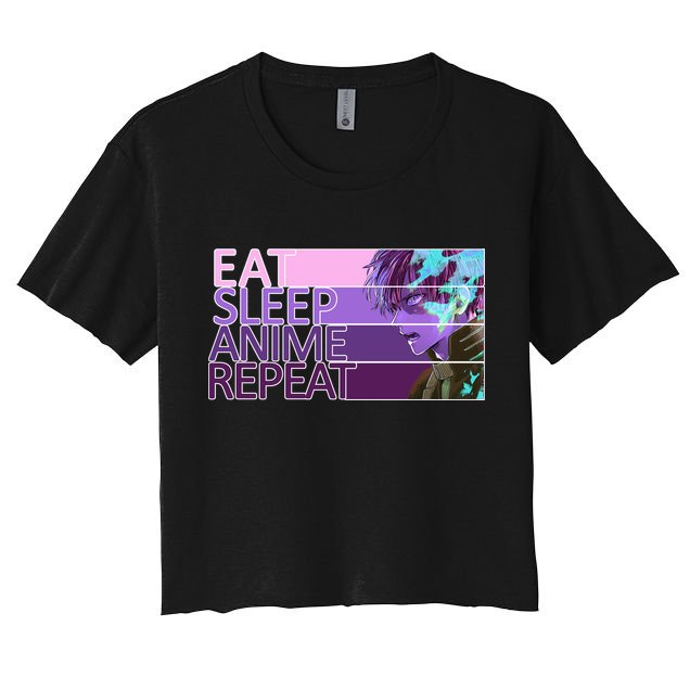 Eat Sleep Anime Repeat Funny Cartoon Crop Top