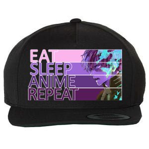 Eat Sleep Anime Repeat Funny Cartoon Wool Snapback Cap