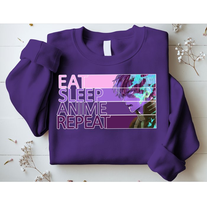 Eat Sleep Anime Repeat Funny Cartoon Sweatshirt