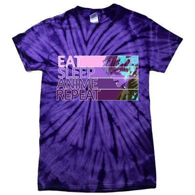 Eat Sleep Anime Repeat Funny Cartoon Tie-Dye T-Shirt