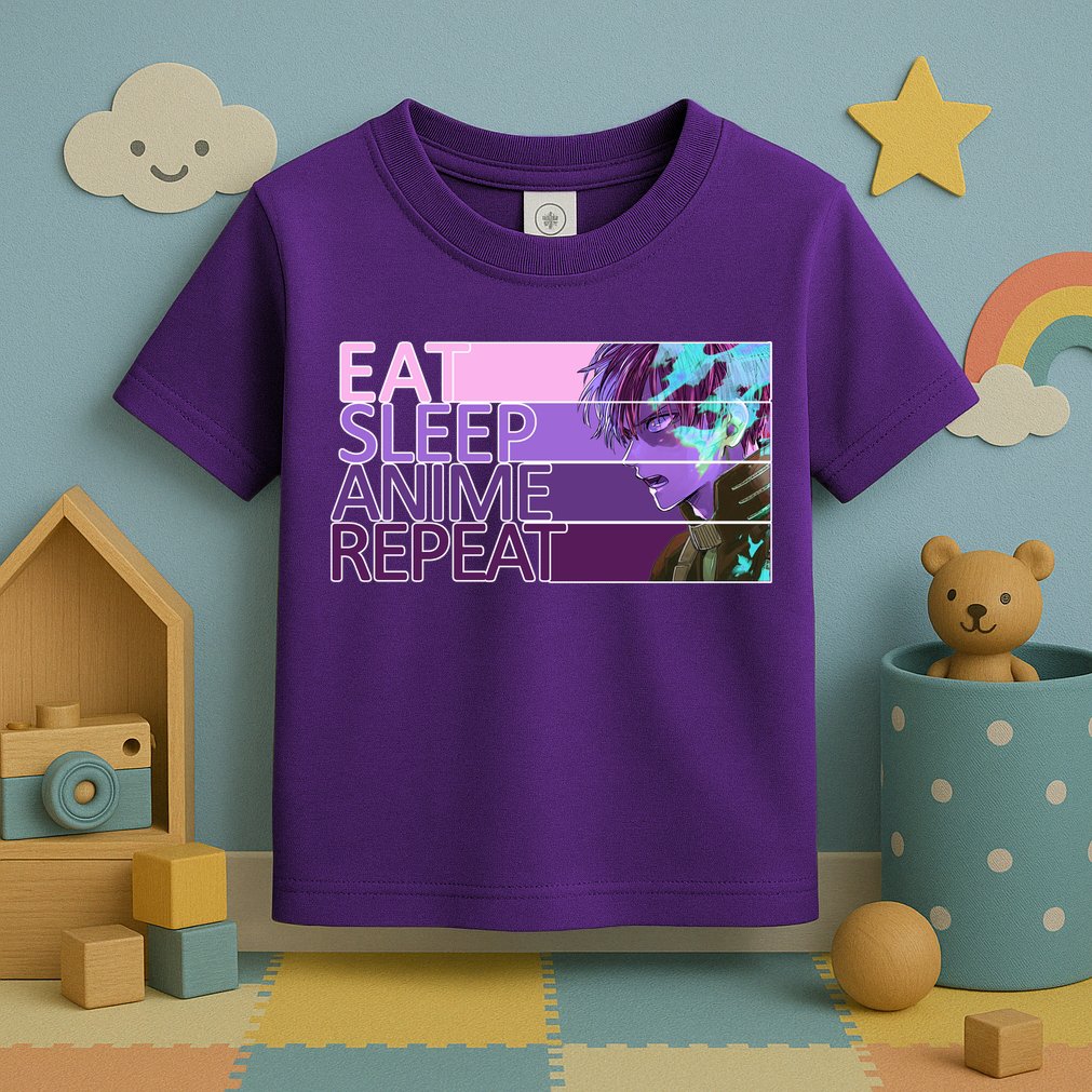 Eat Sleep Anime Repeat Funny Cartoon Toddler T-Shirt