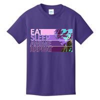Eat Sleep Anime Repeat Funny Cartoon Kids T-Shirt