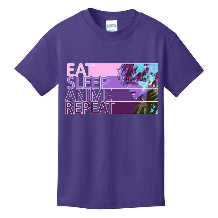 Eat Sleep Anime Repeat Funny Cartoon Kids T-Shirt