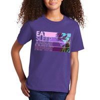 Eat Sleep Anime Repeat Funny Cartoon Kids T-Shirt