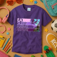 Eat Sleep Anime Repeat Funny Cartoon Kids T-Shirt