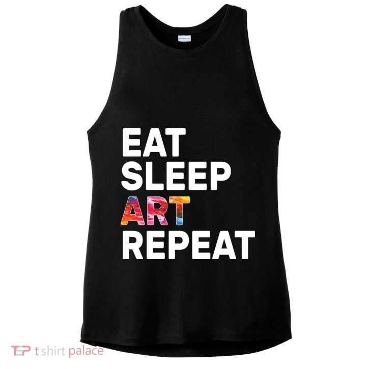 Eat Sleep Art Repeat Ladies PosiCharge Tri-Blend Wicking Tank