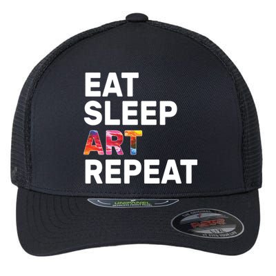 Eat Sleep Art Repeat Flexfit Unipanel Trucker Cap