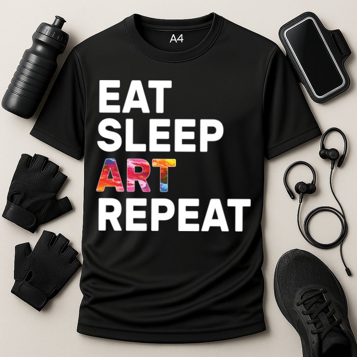 Eat Sleep Art Repeat Cooling Performance Crew T-Shirt