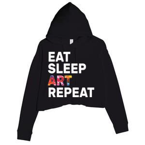 Eat Sleep Art Repeat Crop Fleece Hoodie