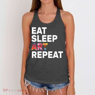 Eat Sleep Art Repeat Women's Knotted Racerback Tank