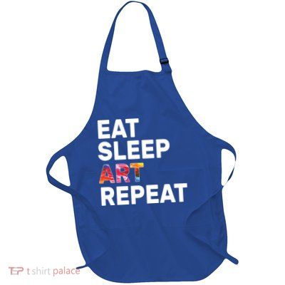 Eat Sleep Art Repeat Full-Length Apron With Pockets