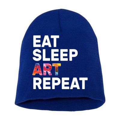 Eat Sleep Art Repeat Short Acrylic Beanie