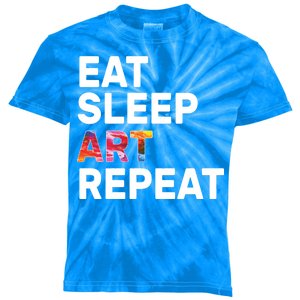 Eat Sleep Art Repeat Kids Tie-Dye T-Shirt