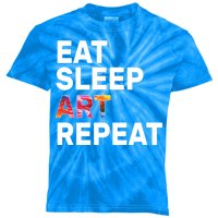 Eat Sleep Art Repeat Kids Tie-Dye T-Shirt