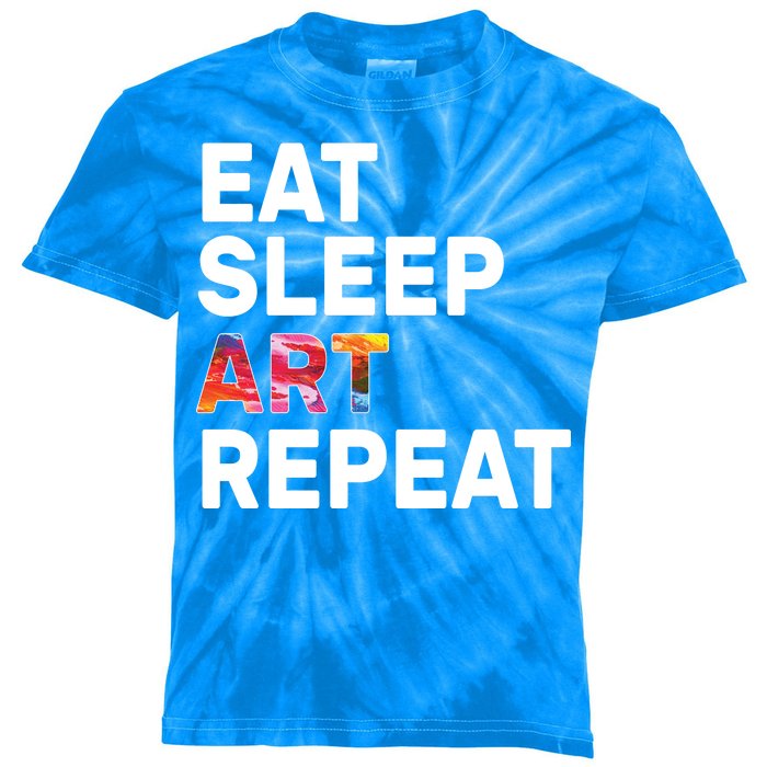 Eat Sleep Art Repeat Kids Tie-Dye T-Shirt