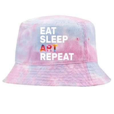 Eat Sleep Art Repeat Tie-Dyed Bucket Hat