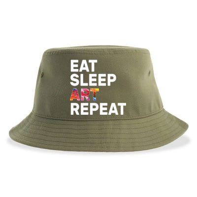 Eat Sleep Art Repeat Sustainable Bucket Hat