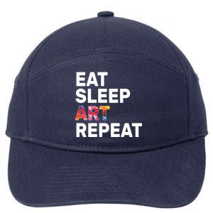 Eat Sleep Art Repeat 7-Panel Snapback Hat