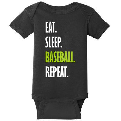 Eat Sleep Baseball Repeat Baby Bodysuit