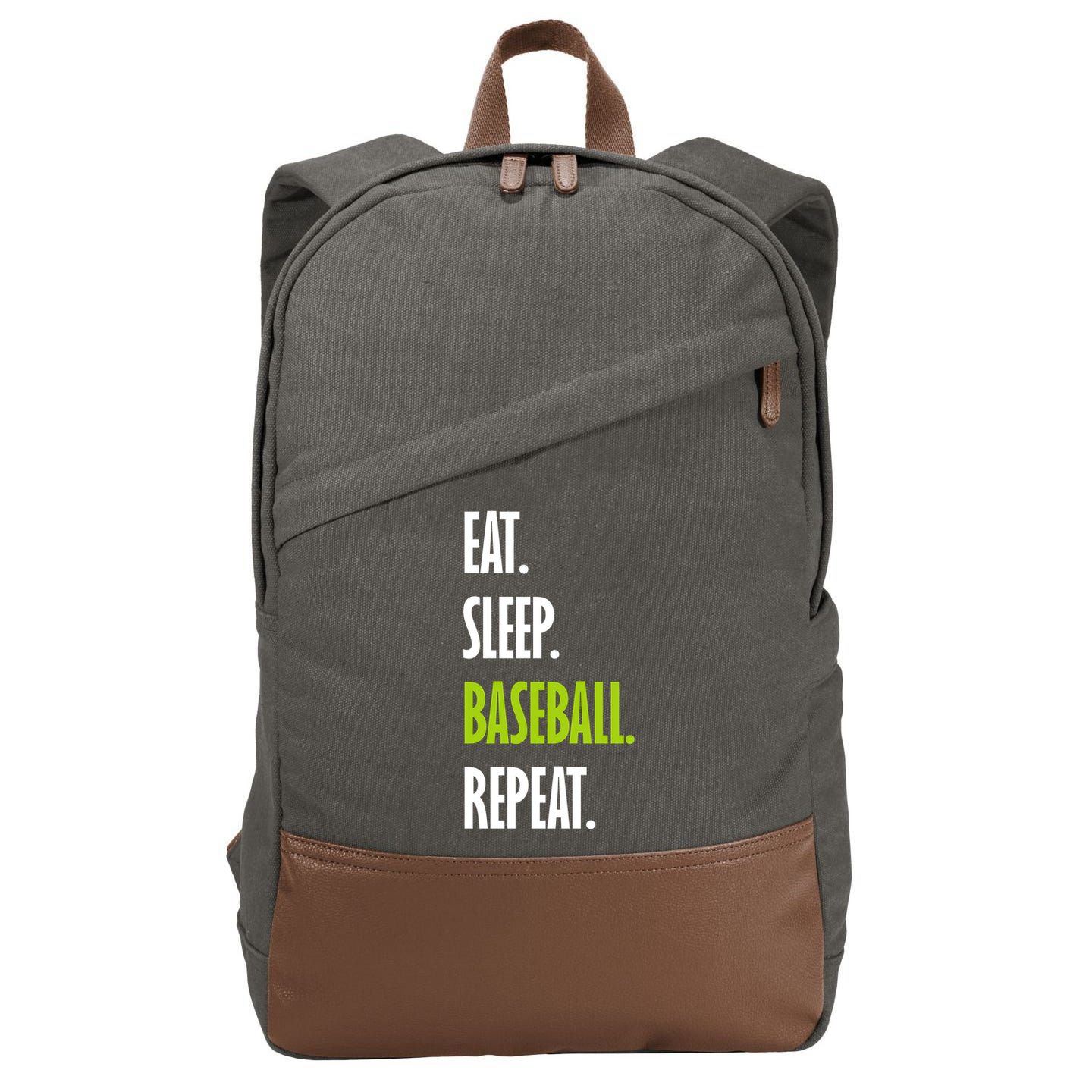 Eat Sleep Baseball Repeat Cotton Canvas Backpack