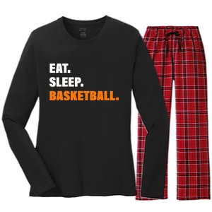 Eat Sleep Basketball Women's Long Sleeve Flannel Pajama Set 