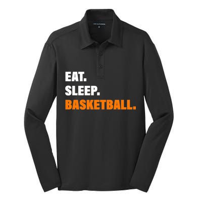 Eat Sleep Basketball Silk Touch Performance Long Sleeve Polo