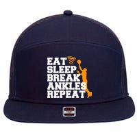 Eat Sleep Break Ankles Repeat 7 Panel Mesh Trucker Snapback Hat