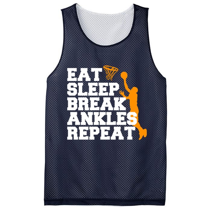 Eat Sleep Break Ankles Repeat Mesh Reversible Basketball Jersey Tank