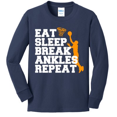 Eat Sleep Break Ankles Repeat Kids Long Sleeve Shirt