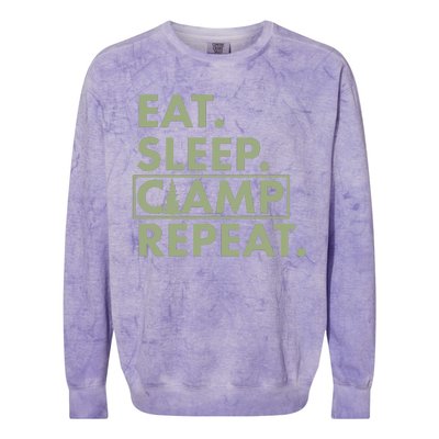 Eat Sleep Camp Repeat Camping Fan Colorblast Crewneck Sweatshirt