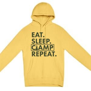 Eat Sleep Camp Repeat Camping Fan Premium Pullover Hoodie