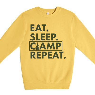 Eat Sleep Camp Repeat Camping Fan Premium Crewneck Sweatshirt