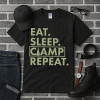 Eat Sleep Camp Repeat Camping Fan Tall T-Shirt