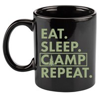 Eat Sleep Camp Repeat Camping Fan 11oz C Handle Ceramic Mug