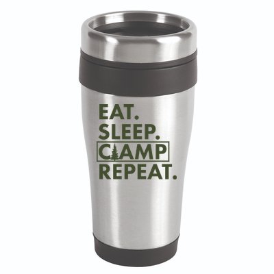 Eat Sleep Camp Repeat Camping Fan 16oz Travel Tumbler